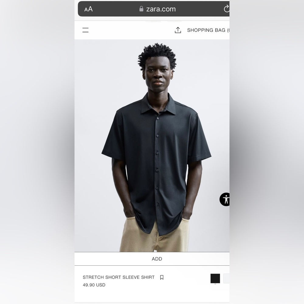 Zara Black Short Sleeve Button Up/Down Shirt / Men’s